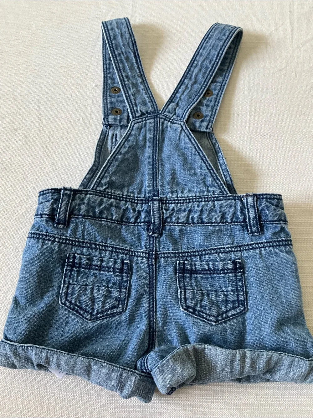CARTER’S Baby 3 Month Blue Denim Jean Short Overalls with Heart Patch